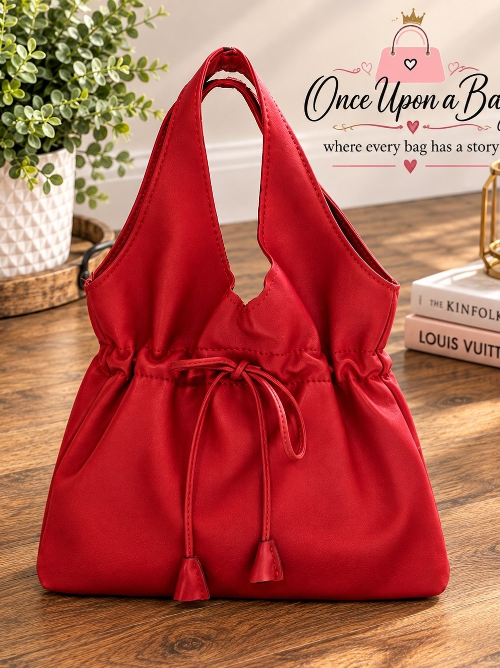 Furla Red Drawstring Shoulder Bag